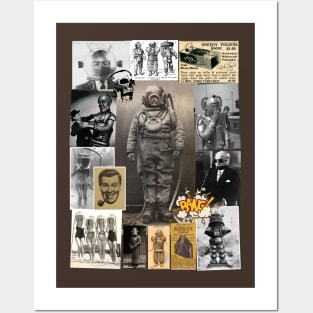 Deep Sea Diver Vintage Antique Collage Posters and Art